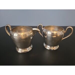 Academy‎ Silver on Copper Vintage Creamer Sugar Serving Cups Set Pair